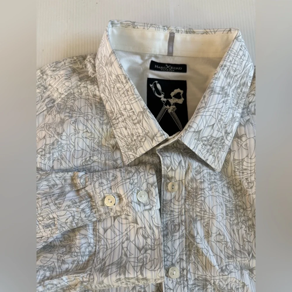 Marc Ecko Cut Sew Button Up Long Sleeve Mens XXL Women’s Graphic Print - Picture 1 of 14